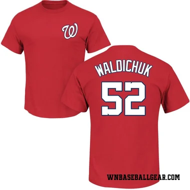 Red Men's Ken Waldichuk Washington Nationals Roster T-Shirt -